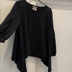 Lili’s Closet black sweater with cuffed sleeves